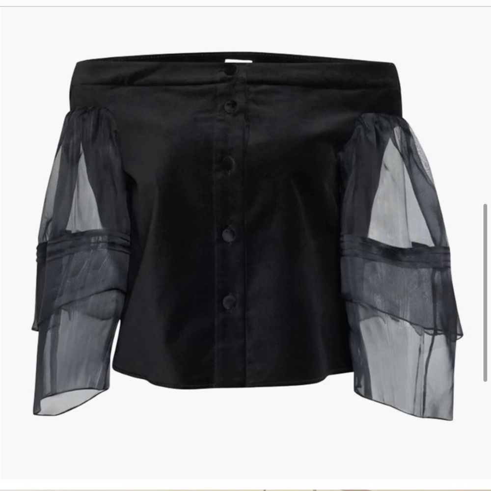 New! Rosie Assoulin Black Wind Off Your Shoulder Blouse | S - Picture 3 of 10